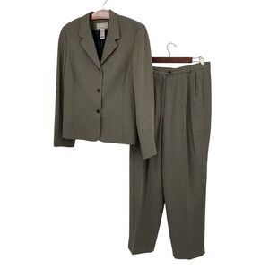 Liz Claiborne Collection Womens Size 14 Pants Suit Blazer Olive Green Set